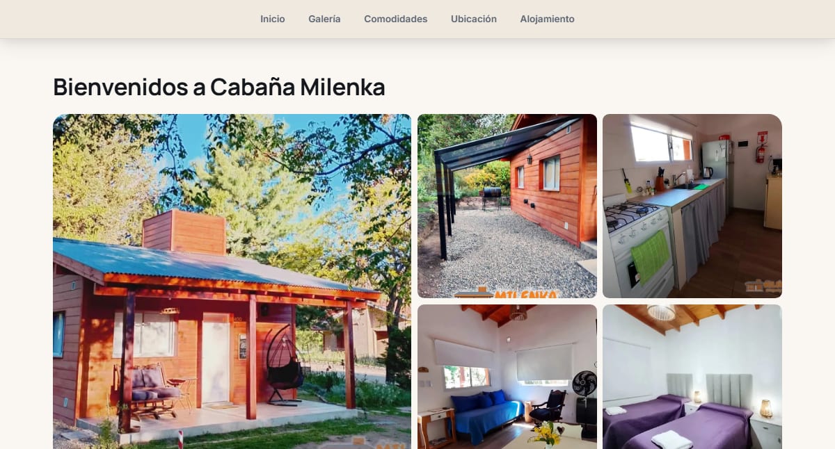 Página de Cabaña Milenka, en Villa General Belgrano